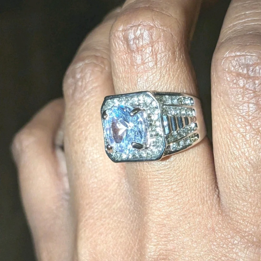 Classic Men's Dazzling 3CT Round Cut Lab Created Diamond  Engagement Ring